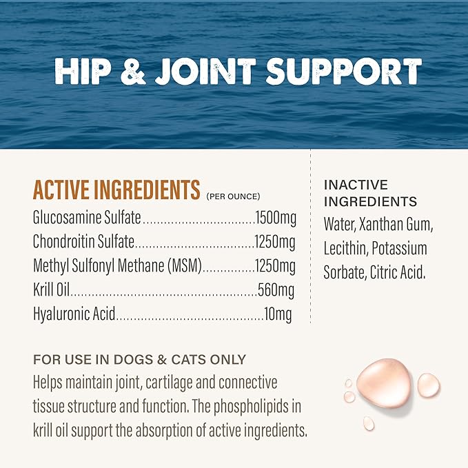 Grizzly Joint Aid for Dogs Liquid Hip and Joint Support (Extra Strength), 32 fl oz