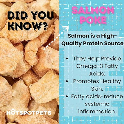 hotspot pets Freeze Dried Salmon Treats for Cats & Dogs -Made in USA-1LB BIG BAG -Resealable-Single Ingredient All Natural Grain-Free- Perfect for Training, Topper or Snack (Salmon Poke)