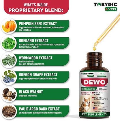 Cats & Dogs Natural Broad Spectrum Treatment & Liquid Herbal Medicine - Medication Helps Remove Toxins - Supplement Drops Made in USA