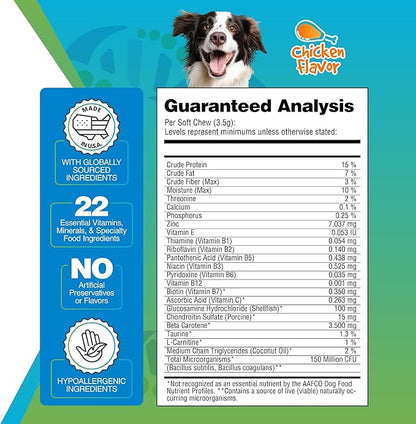 5Strands Dog Multivitamin Chews, 10-in-1, Vitamins & Postbiotics, All Ages & Breeds - Digestion, Brain, Organs, Heart, Mobility, Vision, Skin & Coat, Immune Health - Dog Supplement (Chicken, 90ct)