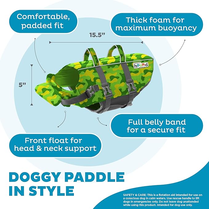 Outward Hound Granby Splash Camo Dog Life Jacket, Medium