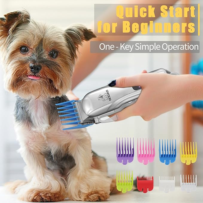 Dog Clippers for Grooming,Dog Grooming Kit for Heavy Thick Hair&Coats/Low Noise Rechargeable Cordless Pet Shaver with Paw Trimmer Nail Grinder/Dog Hair Trimmer for Small & Large Dogs Cats