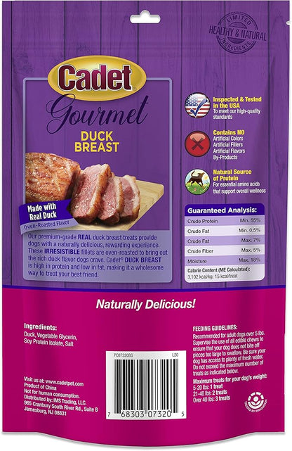 Cadet Gourmet Duck Breast Dog Treats - Healthy & Natural Dog Training Treats for Small & Large Dogs - Inspected & Tested in USA (3 oz.)