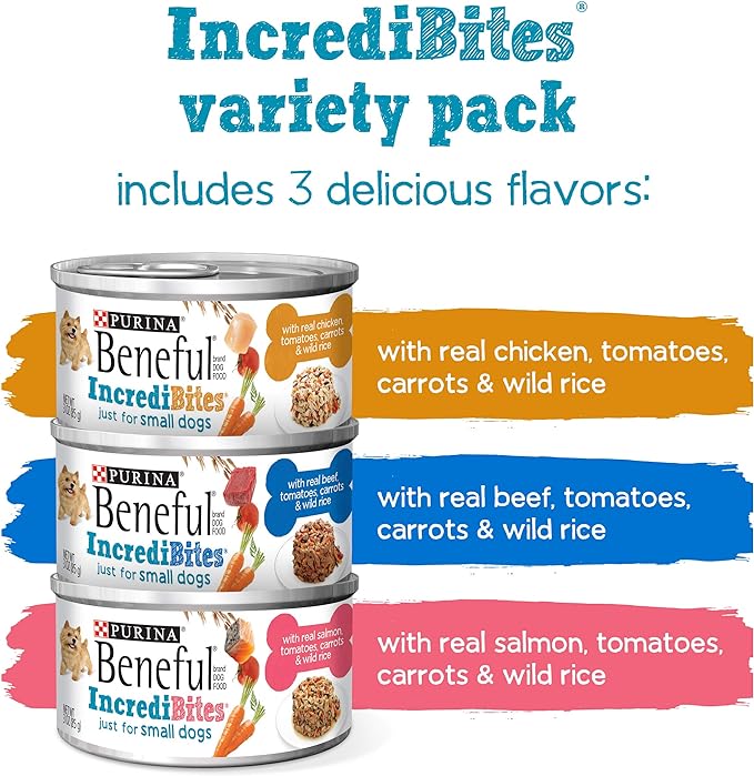 Purina Beneful Small Breed Wet Dog Food Variety Pack, IncrediBites - (2 Packs of 12) 3 oz. Cans