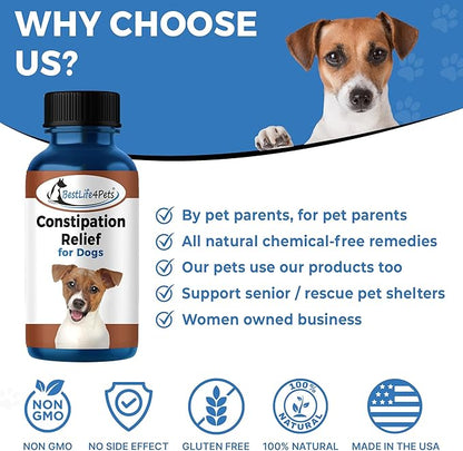 Best Life 4 Pets - Dog Stool Softener and Constipation Relief - Natural Health Supplement to Help Digestion, Dog Gas Relief and Canine Constipation - Allergy Laxatives for Dogs - Caps