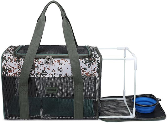 Frame Type Soft Surface Special pet Carrier, Soft Bread, cat, Dog and Rabbit Transport Carrier, and Carrier Approved by Airlines for pet Transport. (Large, Army Gray)