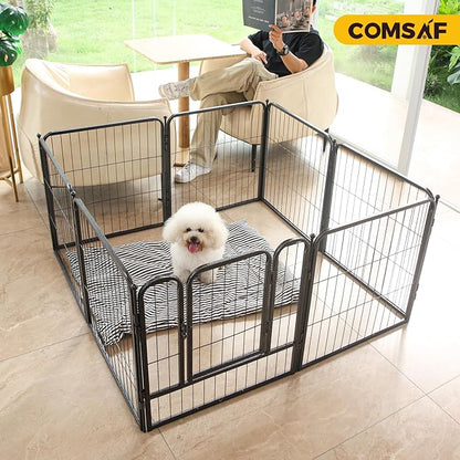 ComSaf Dog Playpen Indoor, 24" Height 16 Panels Metal Dog Fence,Playpen for Medium/Small Dogs, Portable Pet Puppy Playpen for Indoor