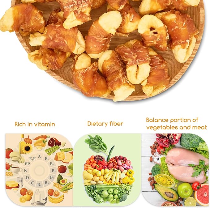 Jungle Calling Dog Treats, Skinless Chicken Wrapped Apple Treats, Gluten and Grain Free, Chewy Dog Bites for Balanced Nutrition, 10.6oz