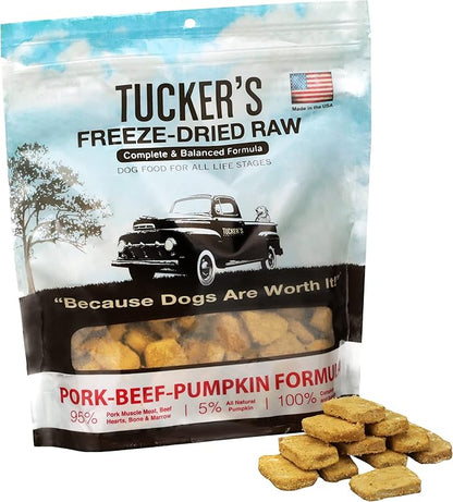 Tucker's Raw Frozen Freeze Dried Raw Dog Food, Pork, Beef & Pumpkin Formula 14oz