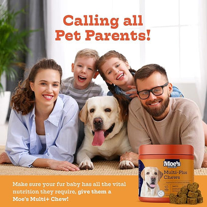 Moe’s 5-in-1 Essential Dog Multivitamin -Supports Dog's Heart, Immunity, Skin, Coat, & Overall Health- Vitamins A, B12, C, D, E, Antioxidants, Omega 3- for All Ages & Breeds- 90 Chicken Flavored Chews