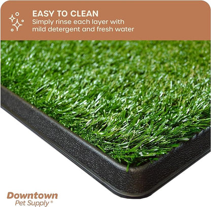 Downtown Pet Supply Dog Grass Pad with Tray, 20 x 25 - Outdoor and Indoor Potty System for Dogs with Replaceable Synthetic Grass Pee Turf - Portable and Waterproof Turf Dog Potty