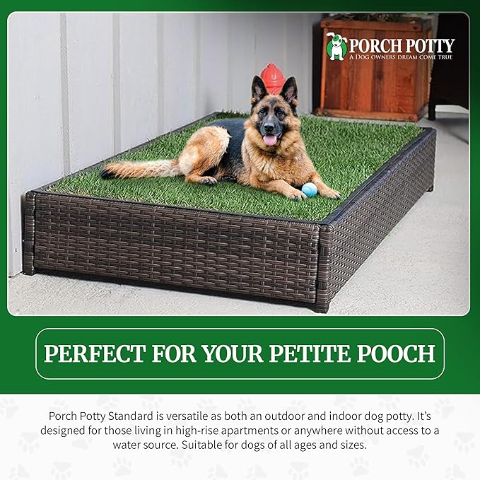 Porch Potty Artificial Grass Potty Pads Without Sprinklers - Standard Size 26x50x7 Reusable Potty Training Pad - Washable Pee Pad for Dogs - Instant Drainage - Quick Absorb - 4x2 Ft Grass Area