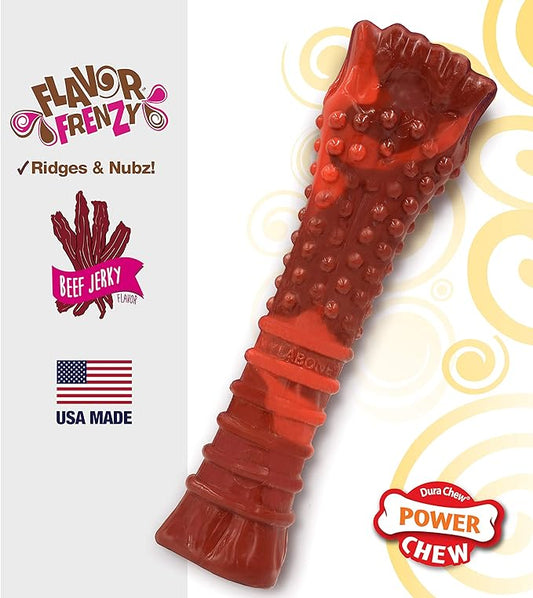 Nylabone Power Chew Flavor Frenzy Knuckle Bone Chew Toy for Dogs, Indestructible Chew Toys for Aggressive Chewers, Beef Jerky Flavor, X-Large/Souper - 50+ lbs. (1 Count)
