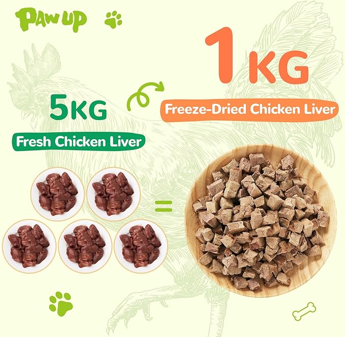 Freeze Dried Chicken Liver Pet Treats, High Protein Freeze-Dried Pet Food for Dogs, Cats, Fresh Ingredient Snacks, 4.6oz, Rawhide Free&Grain Free