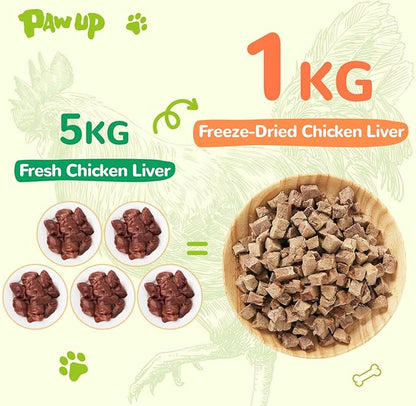 Freeze Dried Chicken Liver Pet Treats, High Protein Freeze-Dried Pet Food for Dogs, Cats, Fresh Ingredient Snacks, 4.6oz, Rawhide Free&Grain Free