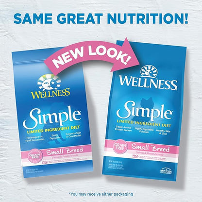 Wellness Natural Pet Food Simple Natural Limited-Ingredient Grain-Free Dry Dog Food, Easy to Digest for Sensitive Stomachs, Supports Skin & Coat (Small Breed, Salmon and Potato, 10.5-Pound Bag)