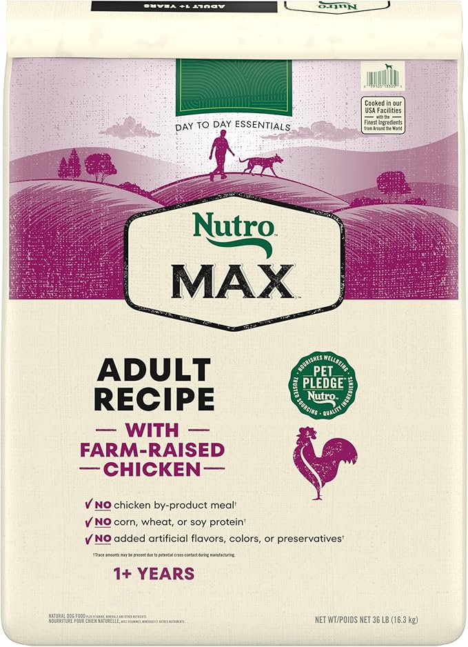 Nutro Max Adult Dry Dog Food with Farm-Raised Chicken, 36 lb. Bag