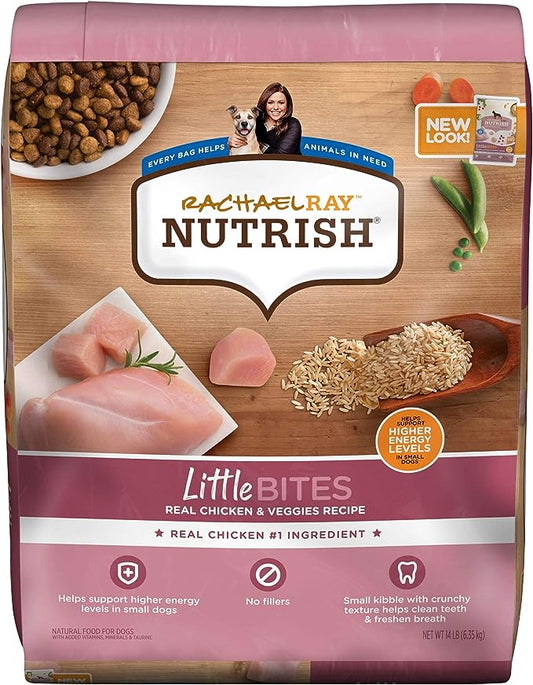 Rachael Ray Nutrish Little Bites Dry Dog Food, Chicken & Veggies Recipe for Small Breeds, 14 Pound Bag