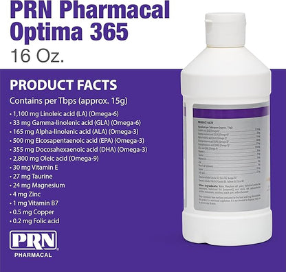 PRN Pharmacal OPTIMA 365 - Essential Fatty Acids Nutritional Supplement for Cats & Dogs - With Omega-3, Omega-6, Omega-9, & Other Vitamins & Minerals to Support Overall Pet Health - 16 Fl Oz