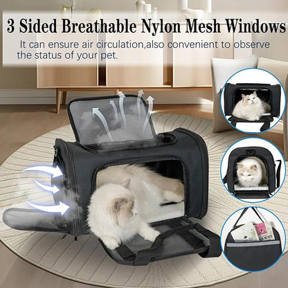 Dog Cat Carrier Pet Carriers for Small Medium Large Cats Dogs Carrier Soft Sided Small Puppy Dog Carrier Portable Foldable Airline Approved Dog Cat Travel Carrier Black Medium