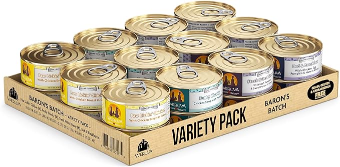 Weruva Classic Dog Food, Variety Pack, Baron's Batch, Wet Dog Food, 5.5oz Cans (Pack of 24)