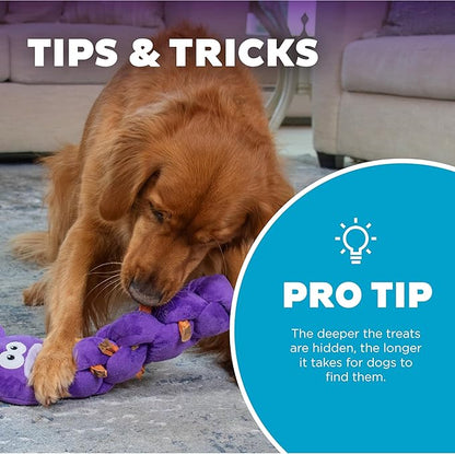 Outward Hound Nina Ottosson Twistiez Interactive Plush Dog Puzzle Dog Enrichment Toys Dog Treat Puzzle, Plush, Purple