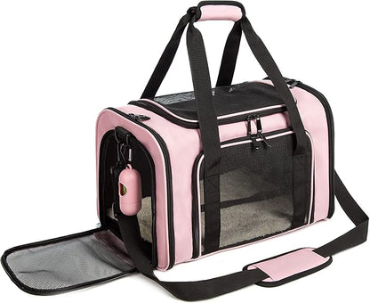 Cat Carrier Dog Carrier Pet Carrier Cat Bags for Small Medium Cats Dogs Puppies of 15 Lbs,of Airline Approved Small Dog Bag Soft Sided,Collapsible Travel Puppy Carrier (Medium, Pink)