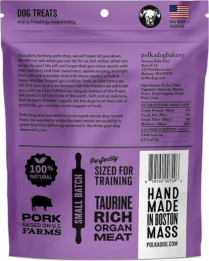Polkadog Pork & Apple Wonder Nuggets Dog Treats – All-Natural Pet Training Treats for Dogs – Healthy, Handmade Puppy Snacks – Bite-Sized, Soft, Chewy Treats for Pets – 10oz