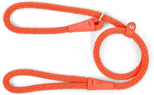 Martha Stewart Braided Rope & Leather Slip Lead for Dogs, Coral, 6'