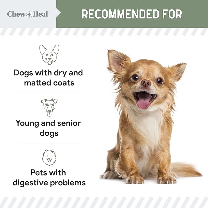 Chew + Heal All in 1 Dog Vitamin - 60 Soft Chew Treats - Chewable Multivitamin with Probiotics, Digestive Enzymes, for Skin and Coat, Hip and Joint Support - with Omega, Calcium - Made in The USA