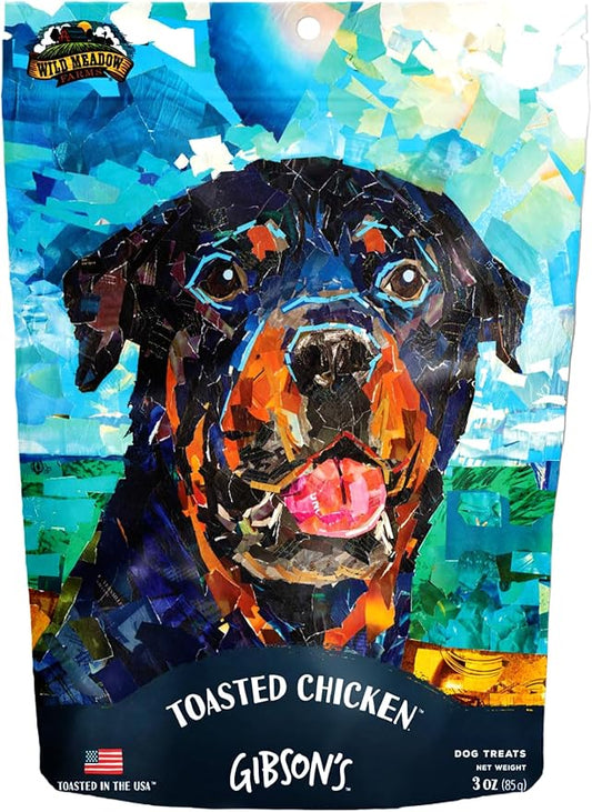 Wild Meadow Farms - Gibson's Toasted Chicken, Soft Jerky Dog Treats, Crafted with Real Meat, Aromatic, and Grain-Free for Training and Rewarding Dogs of All Breeds and Ages - 3 Ounce Pouch