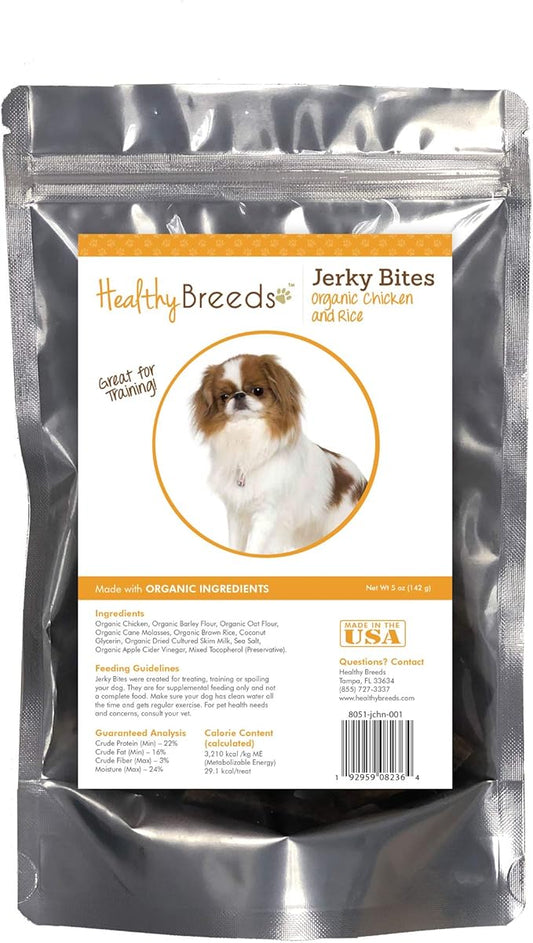 Healthy Breeds Japanese Chin Jerky Bites Chicken & Rice Recipe Dog Treats 5 oz