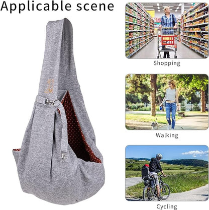 Small Dog Cat Sling Carrier,Hands Free Reversible Pet Carriers Bag,Pet Carrier Shoulder Crossbody Pet Slings Suitable for Puppy, Small Dogs, and Cats for Outdoor Travel (Grey)