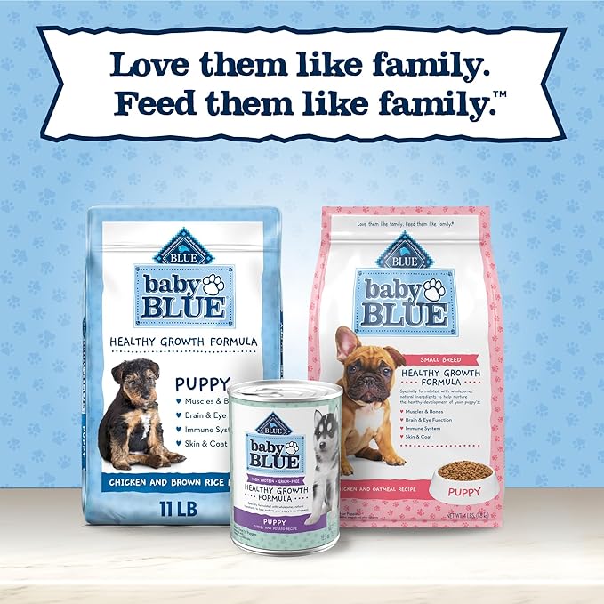 Blue Buffalo Baby BLUE Healthy Growth Formula Grain Free High Protein, Natural Puppy Wet Dog Food, Turkey and Potato Recipe 12.5-oz Cans (Pack of 12)