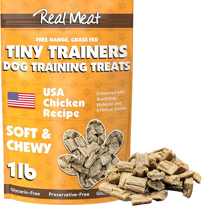 Real Meat Tiny Trainer Bites Dog Treats - 1lb of USA-Made Soft & Chewy Air-Dried Chicken Training Treats for Dogs & Puppies - All-Natural Grain-Free Dog Training Treats w/Free-Range Cage-Free Chicken