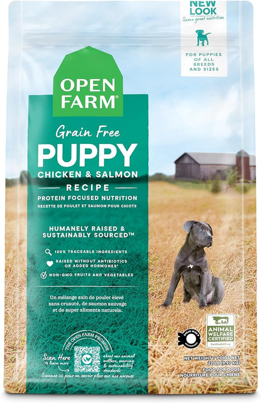 Open Farm Puppy Grain-Free Dry Dog Food, 100% Humanely Raised Meat Recipe for Puppies with Non-GMO Superfoods and No Artificial Flavors or Preservatives, 22 lbs
