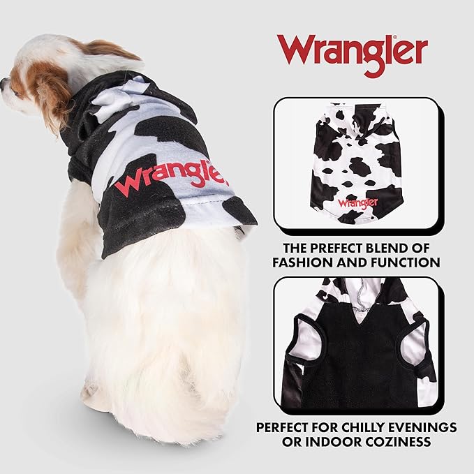 Wrangler Dog Hoodie – Fleece Dog Sweater with Leash Hole, Cold Winter Dog Sweatshirt for Small Medium & Large Size Dogs, Premium Dog Clothes, Fall Dog Sweaters Pullover Hoodie, Cozy Warm Dog Outfit