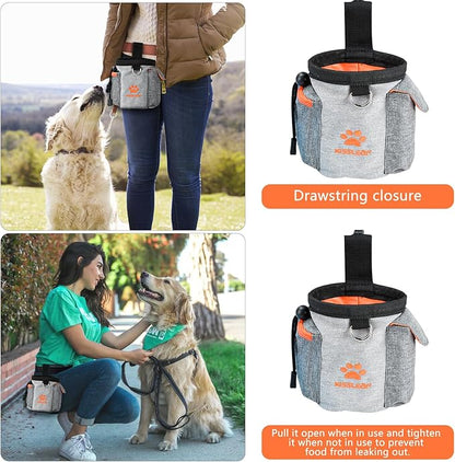 Dog Treat Pouch, Treat Pouches for Pet Training, Dog Treat Training Pouch Dog Clicker, Dog Training Treat Pouch Built-in Poop Bag Dispenser, Hands-Free Snack Dog Treat Bag