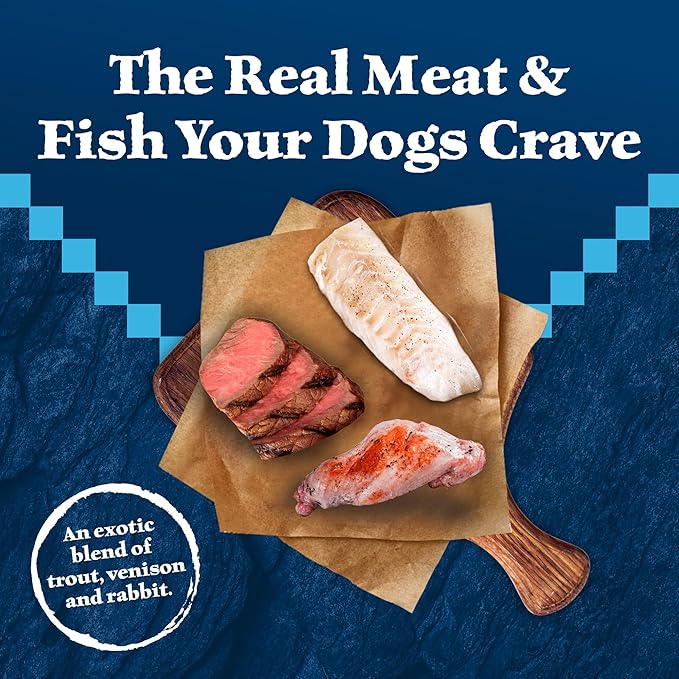 Blue Buffalo Wilderness Snake River Grill High Protein, Natural Wet Dog Food, Trout, Venison & Rabbit 12.5-oz cans (Pack of 12)