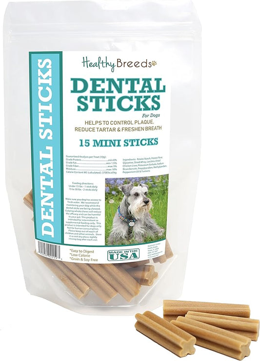Healthy Breeds Miniature Schnauzer Dental Sticks Minis 15 Count