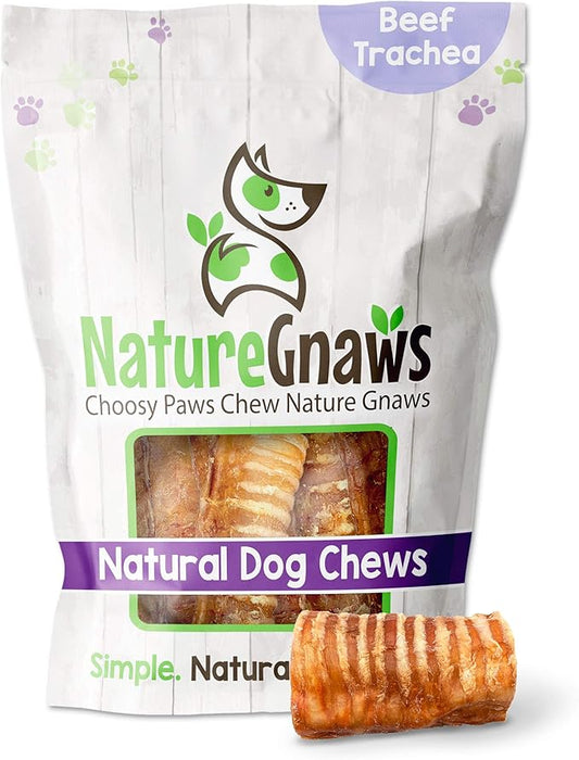 Nature Gnaws Beef Trachea for Dogs - Premium Natural Beef Bones - Simple Single Ingredient Crunchy Dog Chew Treats - Rawhide Free 12 Count (Pack of 1)