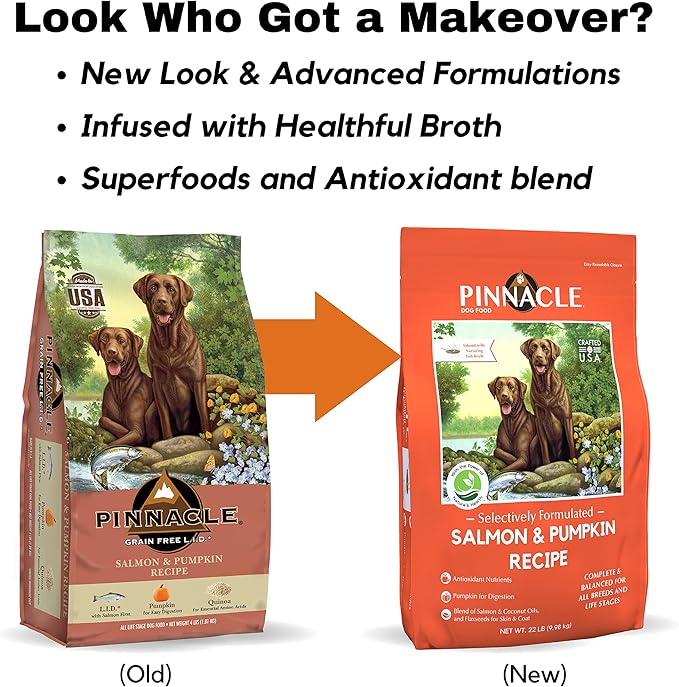 pinnacle pet Salmon & Pumpkin Dry Dog Food 4 lb, Infused with Broth