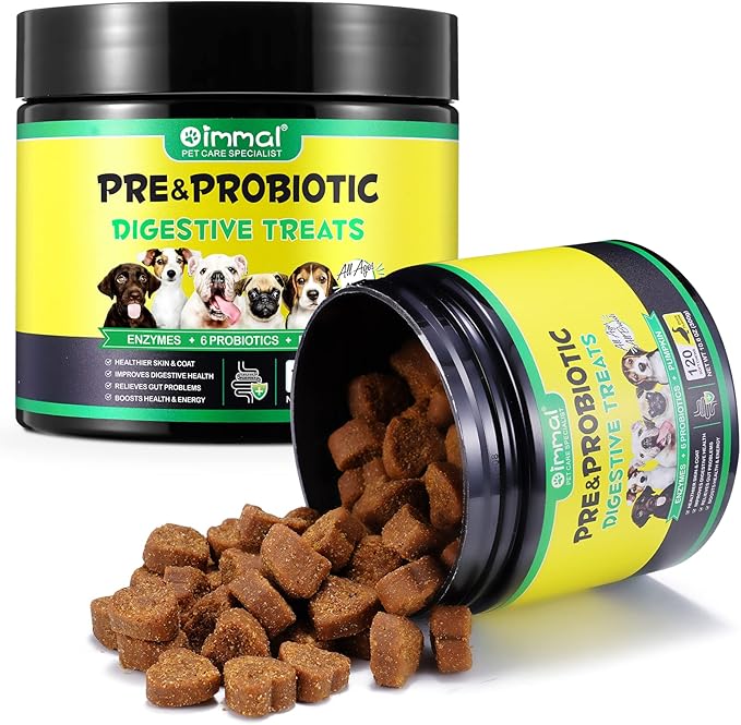 Probiotics for Dogs with Prebiotics and Digestive Enzymes, Dog Probiotics Chews Omega-3 & 6, Vitamin, Improve Digestion, Immunity, Reduce Diarrhea, Gas