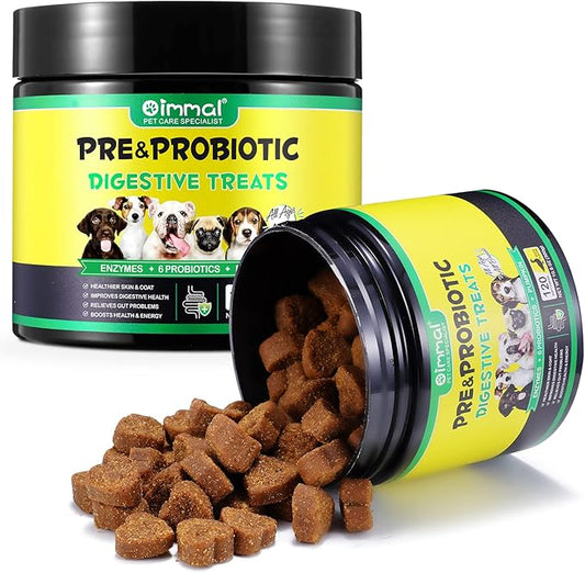 Probiotics for Dogs with Prebiotics and Digestive Enzymes, Dog Probiotics Chews Omega-3 & 6, Vitamin, Improve Digestion, Immunity, Reduce Diarrhea, Gas