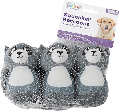 Outward Hound Squeakin' Racoon Hide A Puzzle Plush Replacement Dog Toys - 3 Pack