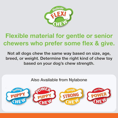 Nylabone Flexi Chew Moderate Dog Chew Toy Bones & Healthy Edibles Chew Treat Triple Pack, Chicken & Bacon, X-Small/Petite (3 Count)