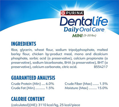 Purina Dentalife Daily Oral Care Chicken Flavor Toy Breed Dog Dental Chews - 58 ct. Pouch