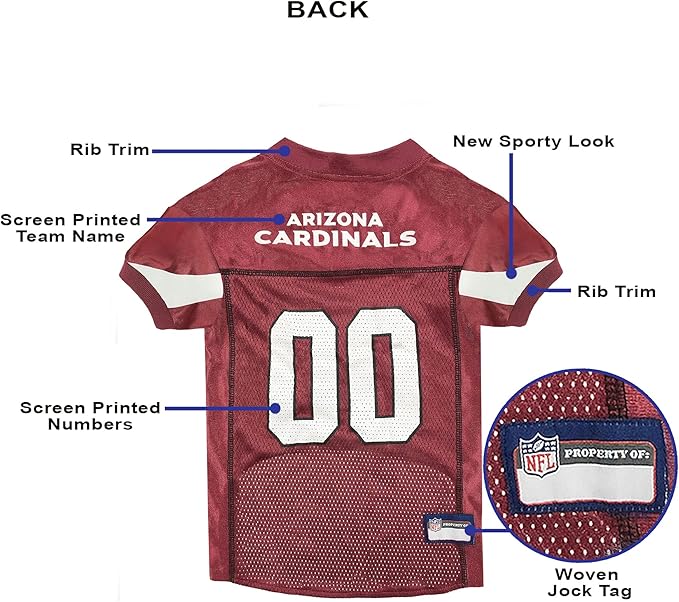 NFL Arizona Cardinals Dog Jersey, Size: XX-Large. Best Football Jersey Costume for Dogs & Cats. Licensed Jersey Shirt