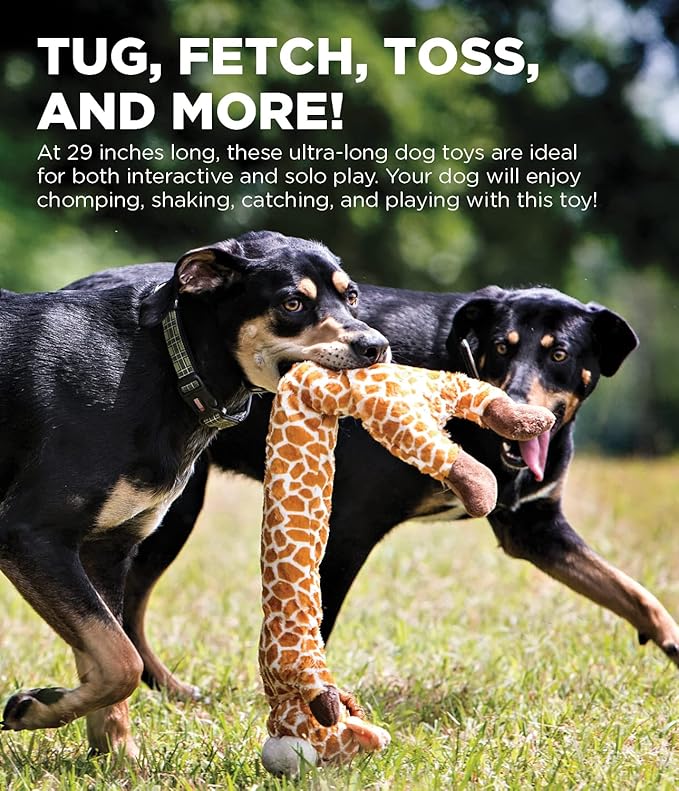 Outward Hound Longidues Giraffe Plush & Squeaky Dog Tug Toy