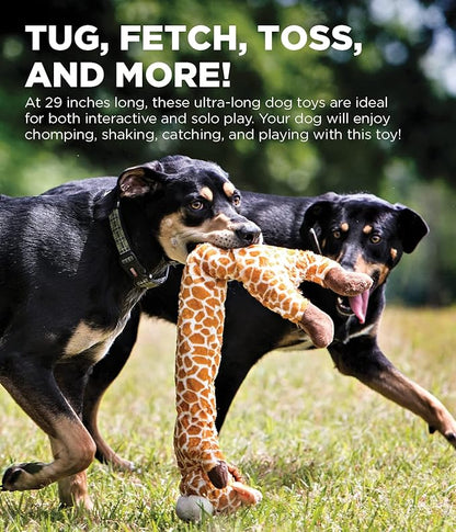 Outward Hound Longidues Giraffe Plush & Squeaky Dog Tug Toy